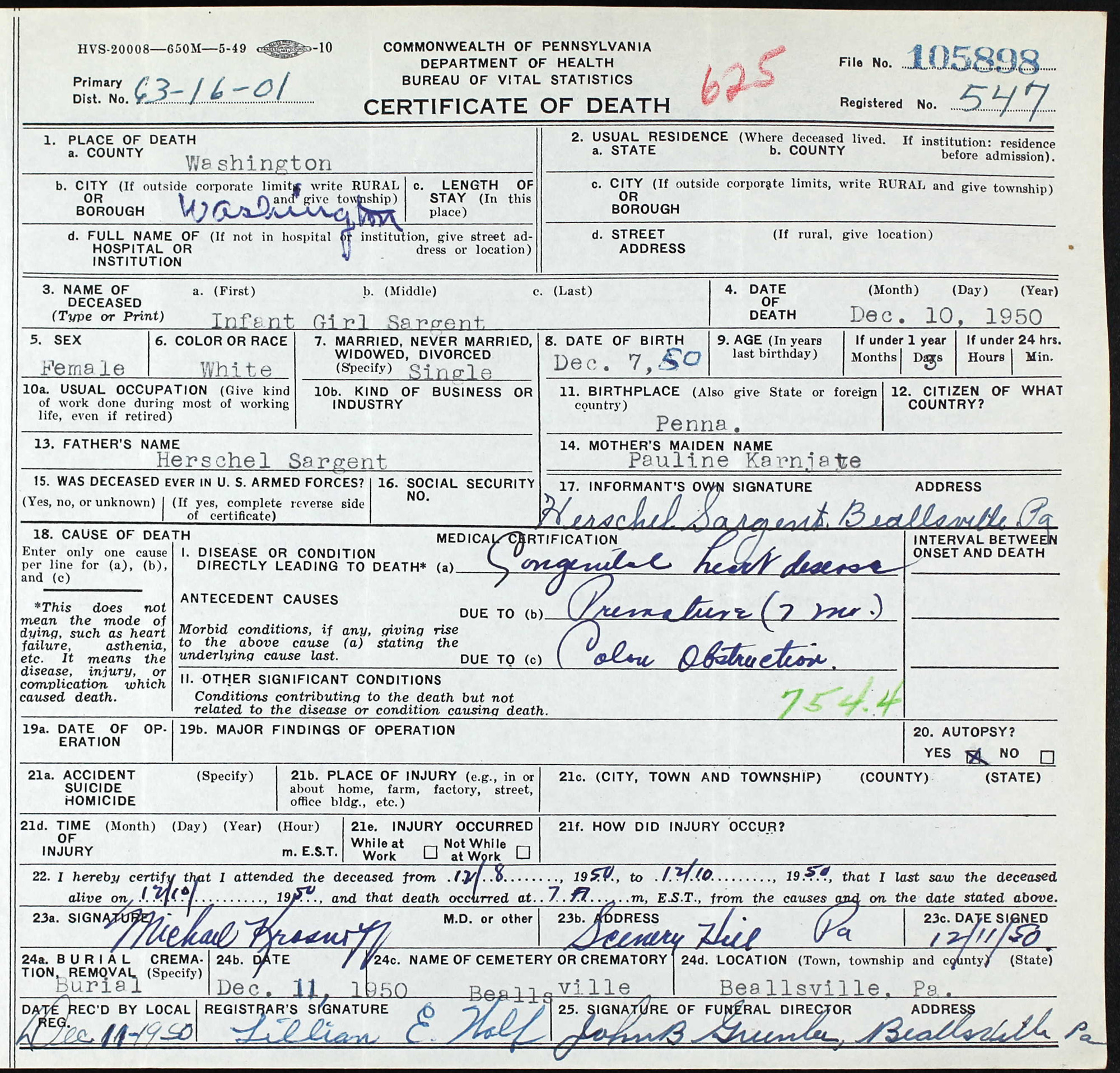 death certificate
